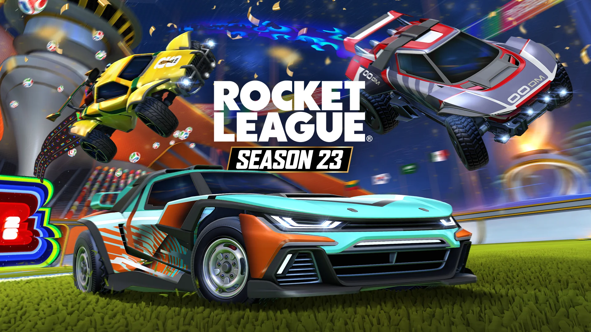 Rocket League — carros em uma arena oficial do jogo
